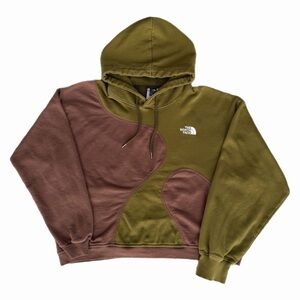 Custom Upcycled 1 Of 1 The North Face Earth Hoodie Olive/Brown Hypeadelic